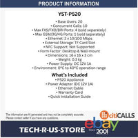 Yeastar YST-P520 P-Series VoIP PBX Phone System 20 Users 10 Concurrent Calls SMB