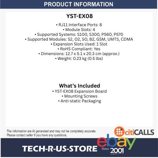 Yeastar YST-EX08 Expansion PlugIn Board 8 RJ11 Ports for S100 S300 P560 P570 PBX