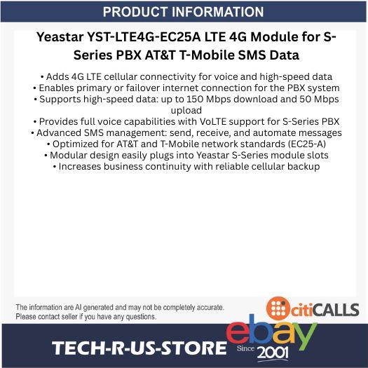 Yeastar YST-LTE4G-EC25A LTE 4G Module for S-Series PBX AT&T T-Mobile SMS Data