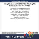 Viking Electronics VK-22TB-IP 2x2 IP Ceiling Tile Talk-Back Speaker PoE VoIP SIP