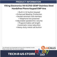 Viking Electronics VK-K-1700-3EWP Stainless Steel Handsfree Phone w Keypad EWP