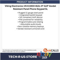 Viking Electronics VK-K-1900-812L-IP VoIP Vandal Resistant Panel Phone Keypad SS
