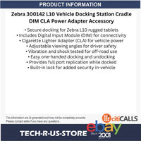 Zebra 300142 L10 Vehicle Docking Station Cradle DIM CLA Power Adapter Accessory