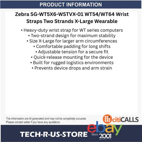 Zebra SG-WT5X6-WSTVX-01 WT54/WT64 Wrist Straps Two Strands X-Large Wearable