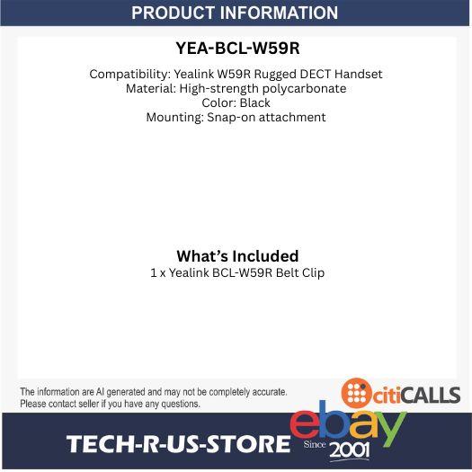 Yealink BCL-W59R W59R-BC 330100010031 Rugged Belt Clip for W59R DECT Handset