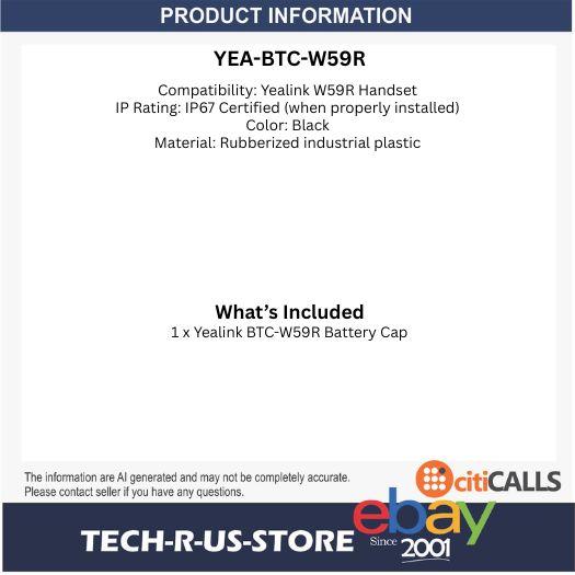 Yealink BTC-W59R W59R-BTC 330100001029 Battery Cap Cover for W59R Rugged Handset