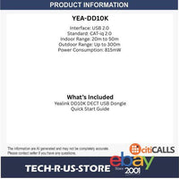 Yealink DD10K 1300020 DECT USB Dongle for T41S T42S T53 T54W T57W