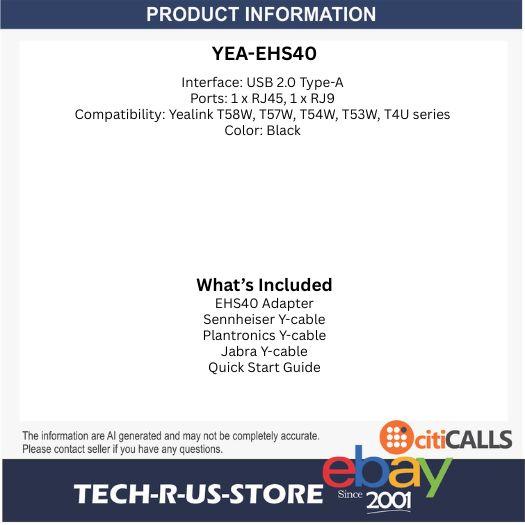 Yealink EHS40 130003 Wireless Headset Adapter USB for Jabra Plantronics