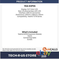 Yealink EXP55 1300016 Color EXP Module for SIP-T73U SIP-T77U Phones