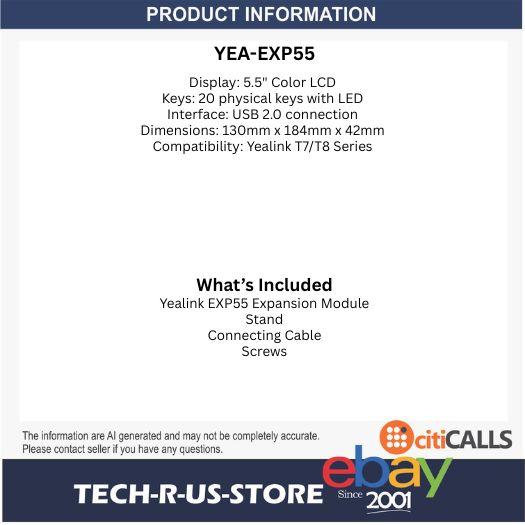 Yealink EXP55 1300016 Color EXP Module for SIP-T73U SIP-T77U Phones