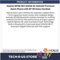 Yealink MP58-WH-ZOOM-E2 1301122 Premium Zoom Phone BT Wireless Handset PoE Ready