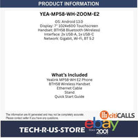 Yealink MP58-WH-ZOOM-E2 1301122 Premium Zoom Phone BT Wireless Handset PoE Ready
