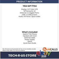 Yealink SIP-T73U 1301012 12-SIP Lines Ultra Business Phone 2.8in Color Screen