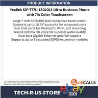 Yealink SIP-T77U 1301011 Ultra Business Phone 7in Color Touchscreen PoE Ready