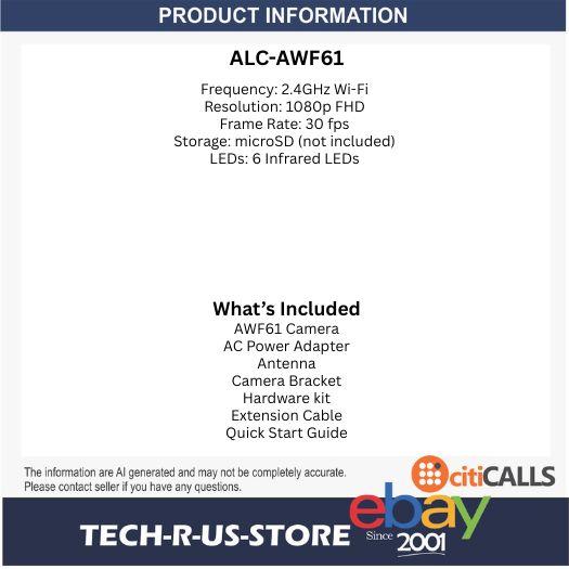 ALC AWF61 SightHD 1080 720 Indoor Outdoor Wi-Fi Camera LED IR Sensor Video Audio