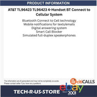 AT&T TL96423 TL96423 4-Handset DECT BT Connect to Cellular System PTT CID HD ECO