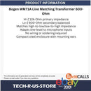 Bogen WMT1A Line Matching Transformer 600-Ohm 57 4188 01 RCA Small Steel Enclse
