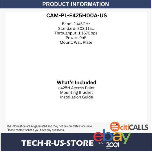 Cambium Networks PL-E425H00A-US 802.11ac Wave 2 Indoor Wall Plate Access Point