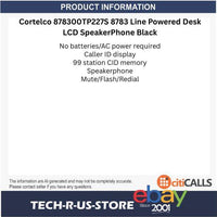 Cortelco 878300TP227S 8783 Line Powered Desk LCD SpeakerPhone Black