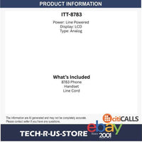 Cortelco 878300TP227S 8783 Line Powered Desk LCD SpeakerPhone Black