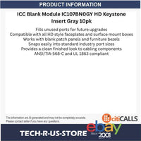 ICC IC107BN0GY Blank Module HD Keystone Insert Gray 10pk per Order