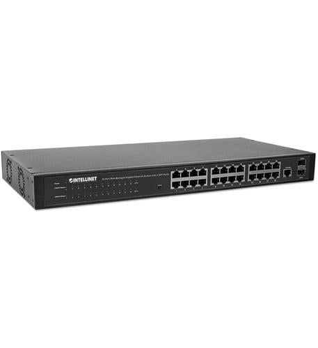 Intellinet 560917 24-Port Managed Gigabit Switch 2 SFP Rackmount SNMP VLAN QoS