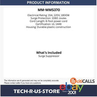 Minuteman MMS Series Surge Protector MMS370 7-Outlet 1080 Joules Child Safety