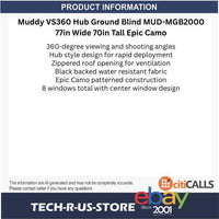 Muddy MUD-MGB2000 VS360 Hub Ground Blind 77in Wide 70in Tall Epic Camo