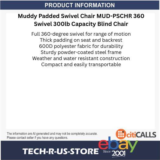 Muddy MUD-PSCHR Padded Swivel Chair 360 Swivel 300lb Capacity Blind Chair