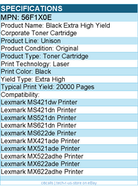 Lexmark 56F1X0E Unison Original Extra High Yield Laser Toner Cartridge - Black