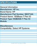 HP 56Q71AA 10GBase-T Flex IO - Compatibility: Select HP Systems