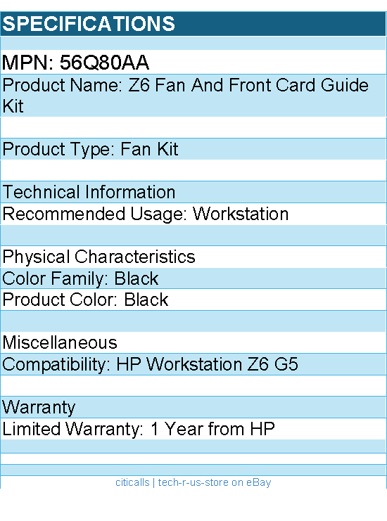 HP 56Q80AA Z6 Fan And Front Card Guide Kit - for HP Workstation Z6 G5