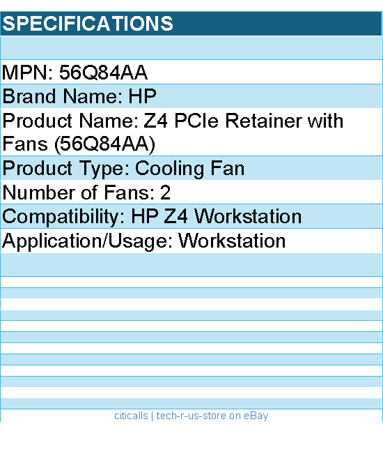 HP 56Q84AA Z4 PCIe Retainer with Fans for HP Z4 Workstation