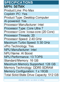 Dell 56TMK Pro Max FCT2250 Desktop Computer - Intel Core Ultra 7 265 -Intel Chip