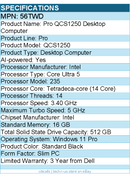 Dell 56TWD Pro QCS1250 Desktop Computer - Intel Core Ultra 5 235 - Slim PC