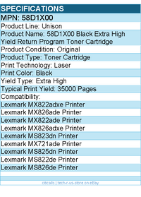 Lexmark 58D1X00 Unison Original Extra High Yield Laser Toner Cartridge