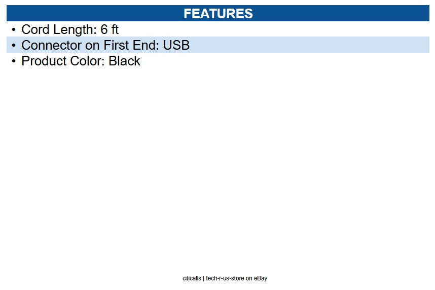 HP Retail 5C2B8AA Standard Power Cord Black - 6 ft Cord Length - USB