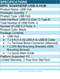 StarTech 5G4AINDNP-USB-A-HUB 4-Port Industrial USB 3.0 5Gbps Hub, Rugged