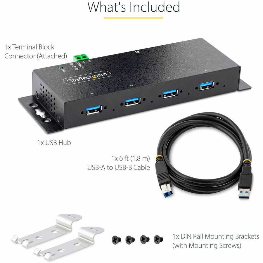 StarTech 5G4AINDNP-USB-A-HUB 4-Port Industrial USB 3.0 5Gbps Hub, Rugged