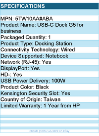 HP 5TW10AA#ABA USB-C Dock G5 for business - for Notebook - Black