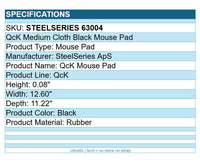 Steelseries 63004 QcK Medium Cloth Black Mouse Pad 12.6"x11.22" 320x270x2mm