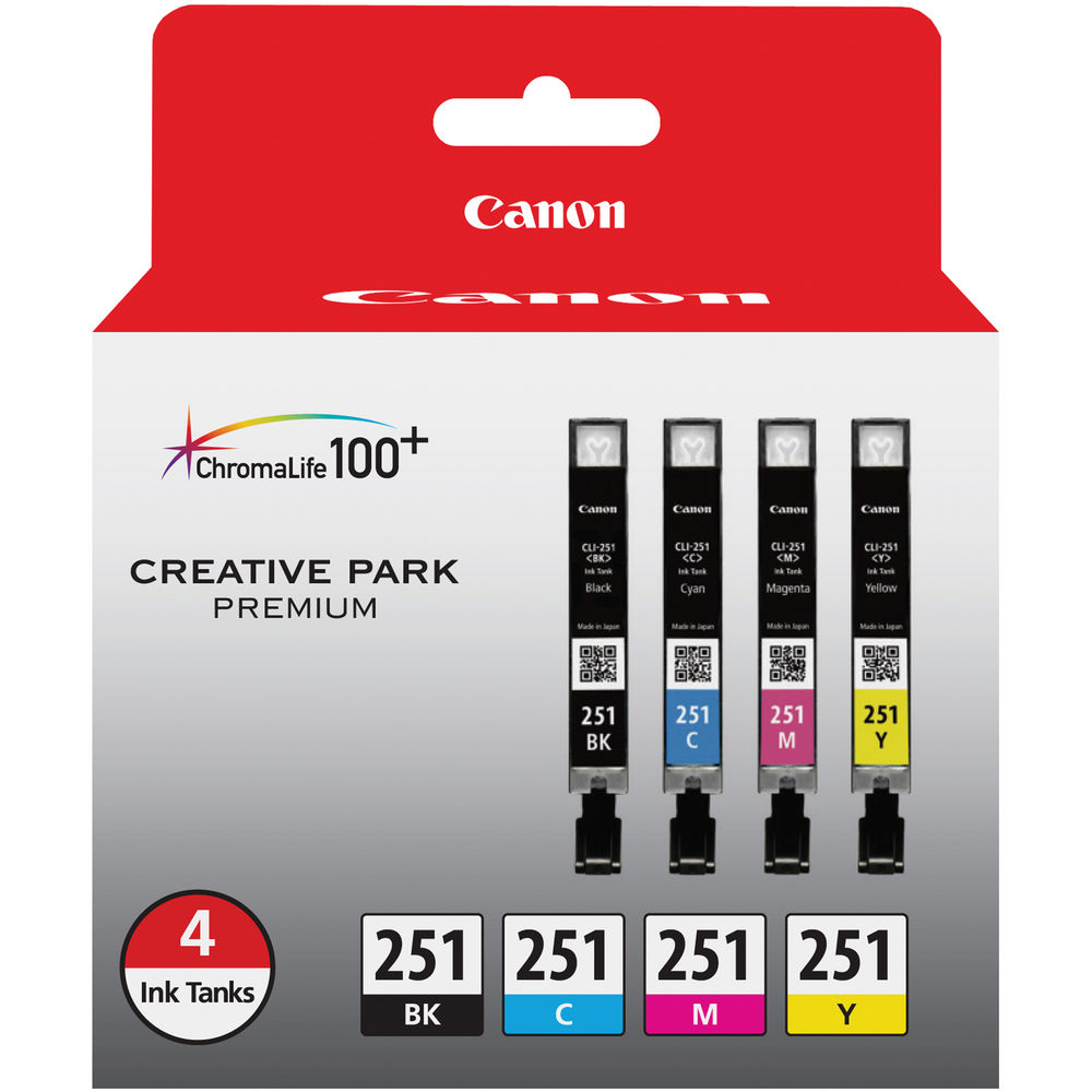 Canon 6513B004 CLI-251 BK/CMY Standard Yield Inkjet Ink Cartridge - Value Pack