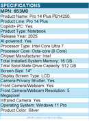 Dell 653M0 Pro 14 Plus PB14250 14" Clamshell Copilot+ PC Notebook - Full HD Plus