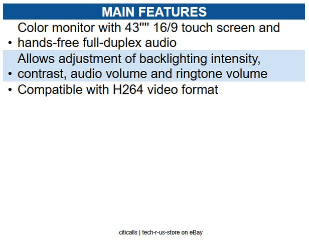 Comelit 6602W ICONA Series Hands-free Video Intercom Monitor, VIP H.264, White