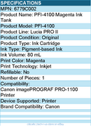 Canon 6779C002 PFI-4100 Magenta Pigment Ink Tank (80mL)
