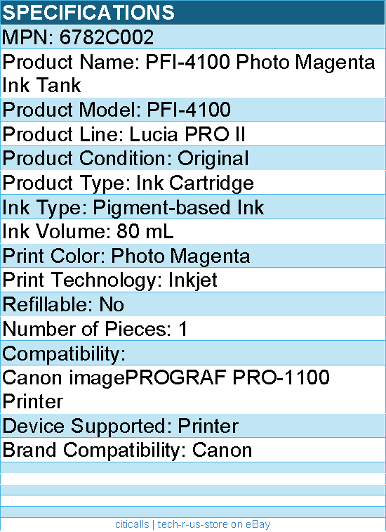 Canon 6782C002 Lucia PRO II PFI-4100 Original Inkjet Ink Cartridge