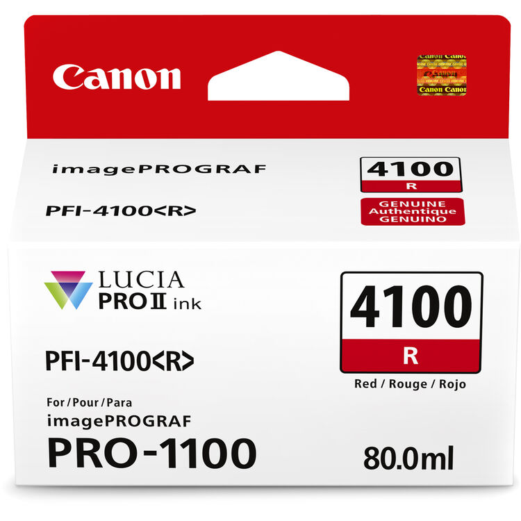 Canon 6785C002 PFI-4100 Red Pigment Ink Tank (80mL) - Inkjet