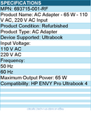HPI 693715-001-RF AC Adapter - 65 W - 110 V AC, 220 V AC Input