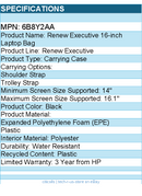 HP 6B8Y2AA Renew Executive Carrying Case for 14" to 16.1" HP Notebook