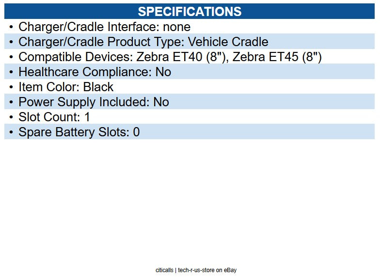 ProClip USA 710332 Non-Charging Cradle Zebra ET40/ET45 10" (with Rugged Boot)
